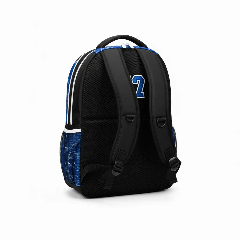 Custom Esports Backpack - Blue, White - Gaming All Blacks Royal - Back View - Kinexa Sportswear