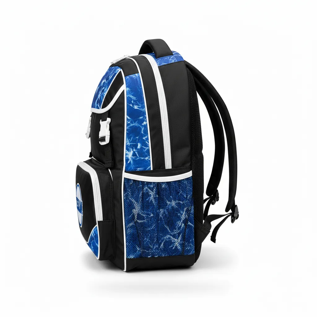 Custom Esports Backpack - Blue, White - Gaming All Blacks Royal - Side View - Kinexa Sportswear