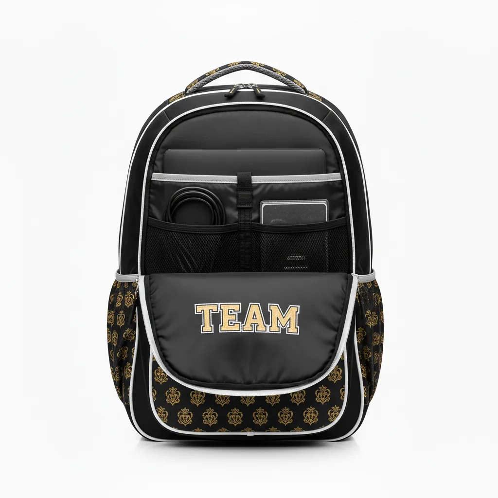 Custom Esports Backpack - Gold, White - Gaming All Blacks Vegas - Front View - Kinexa Sportswear