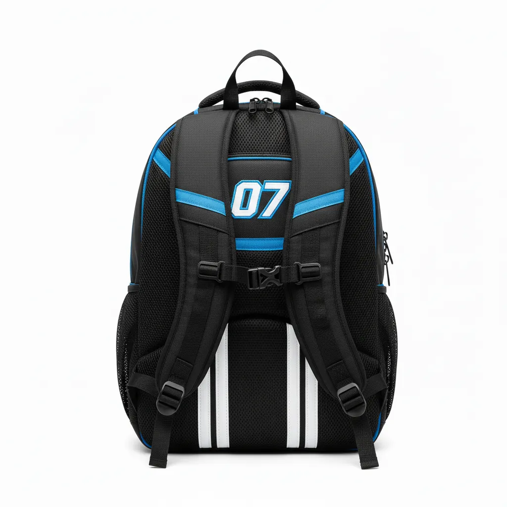 Custom Esports Backpack - White, Blue - Gaming All Blacks Electric - Back View - Kinexa Sportswear