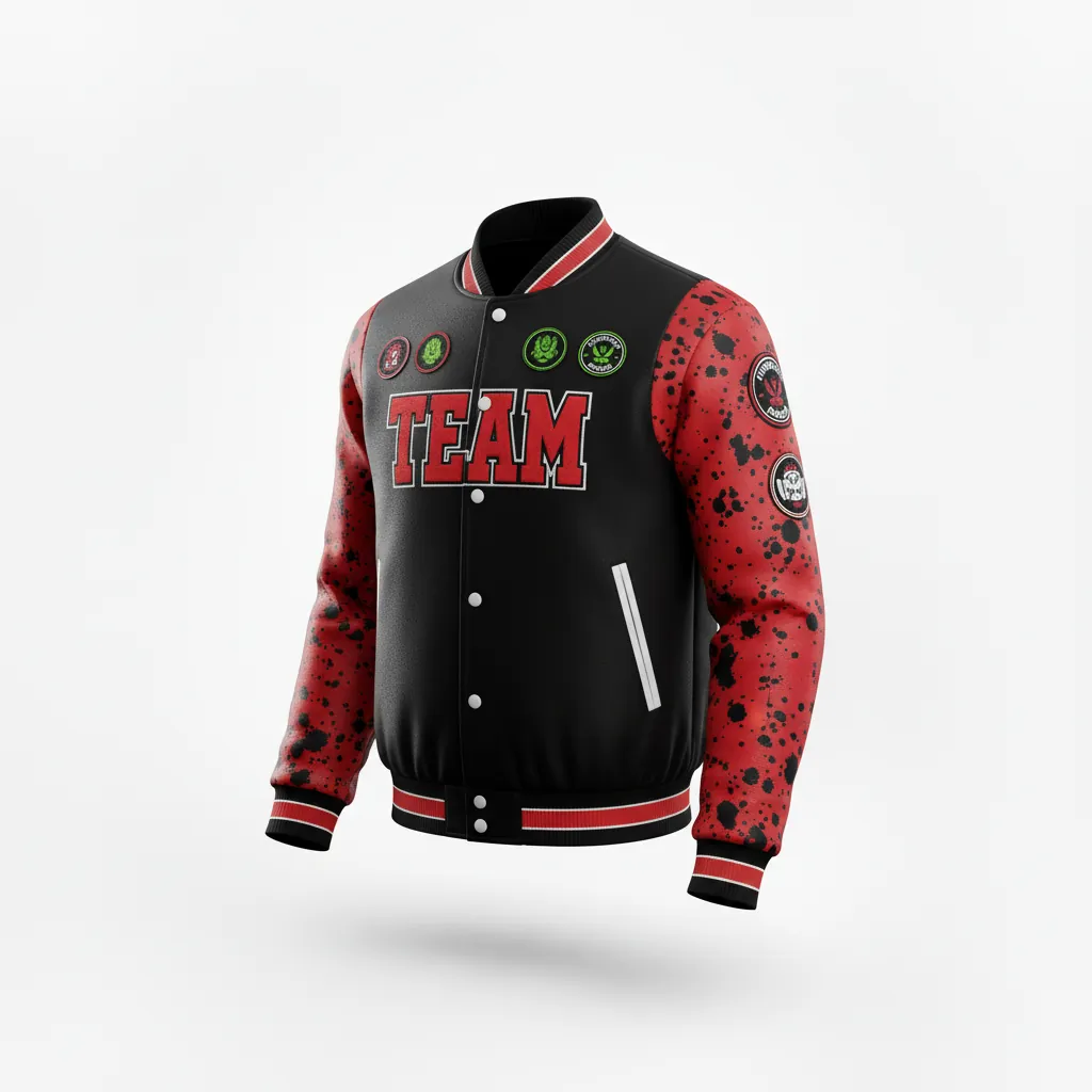 Custom Esports Bomber Jacket - Red, White - All Blacks Athletic - Front View - Kinexa Sportswear