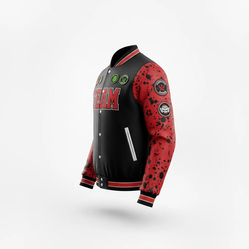 Custom Esports Bomber Jacket - Red, White - All Blacks Athletic - Side View - Kinexa Sportswear