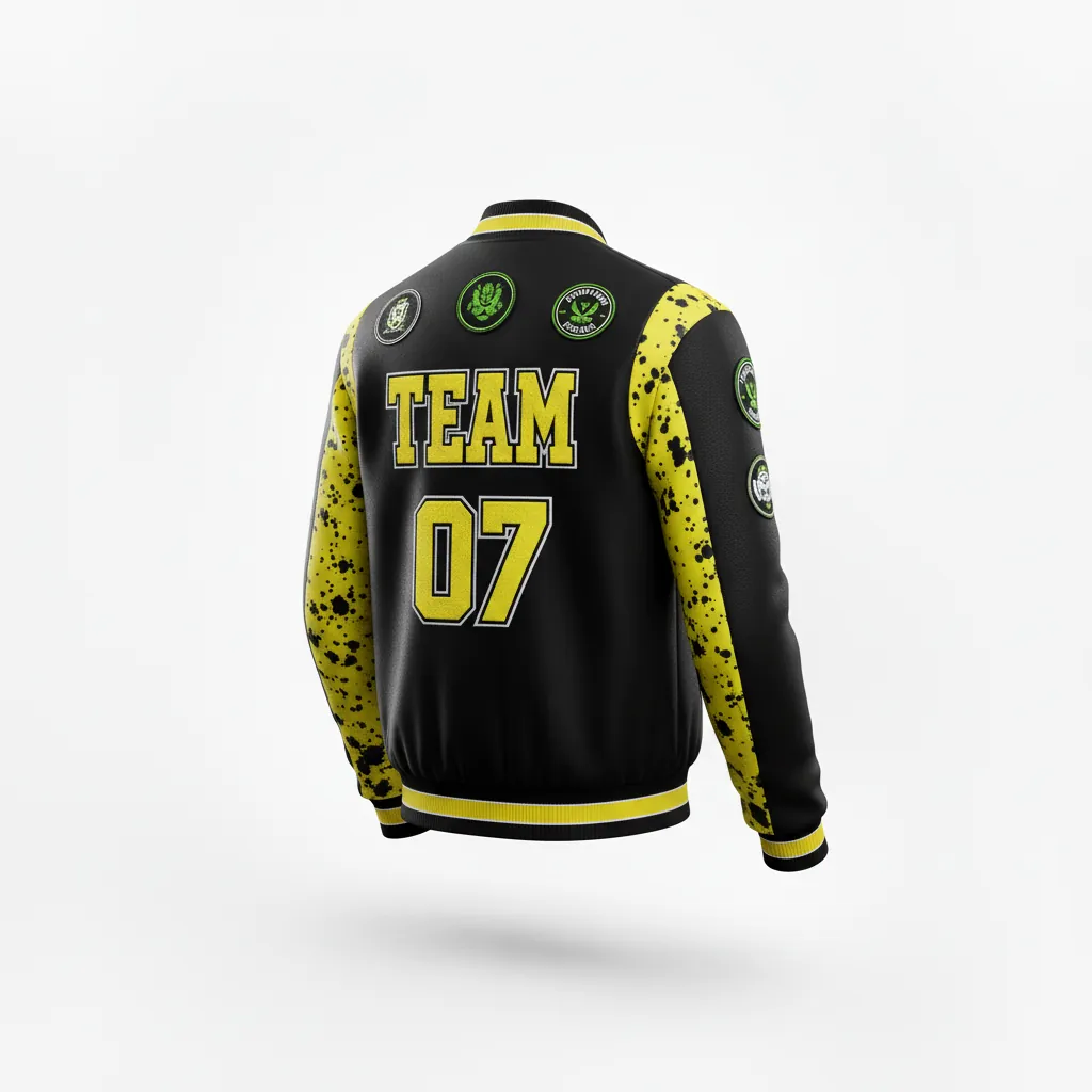 Custom Esports Bomber Jacket - Yellow, White - All Blacks Electric - Back View - Kinexa Sportswear