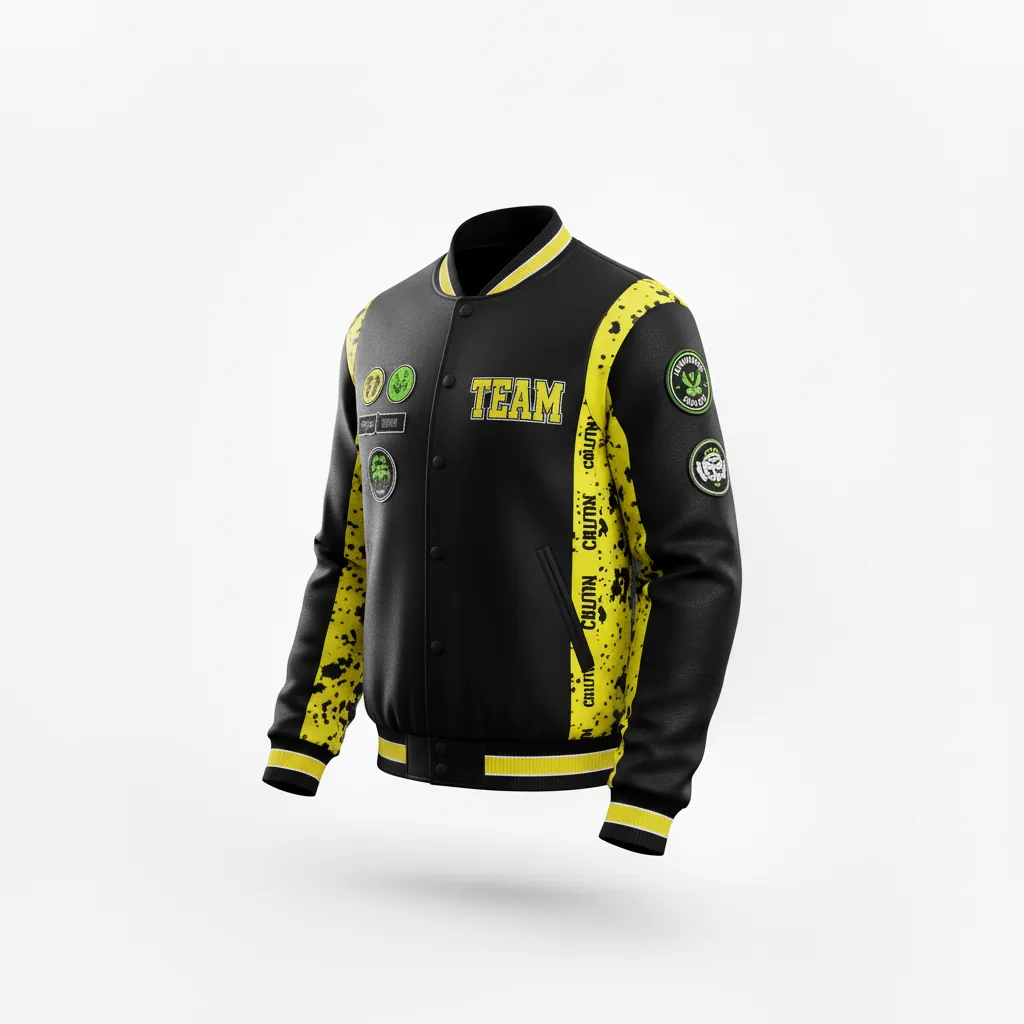 Custom Esports Bomber Jacket - Yellow, White - All Blacks Electric - Side View - Kinexa Sportswear