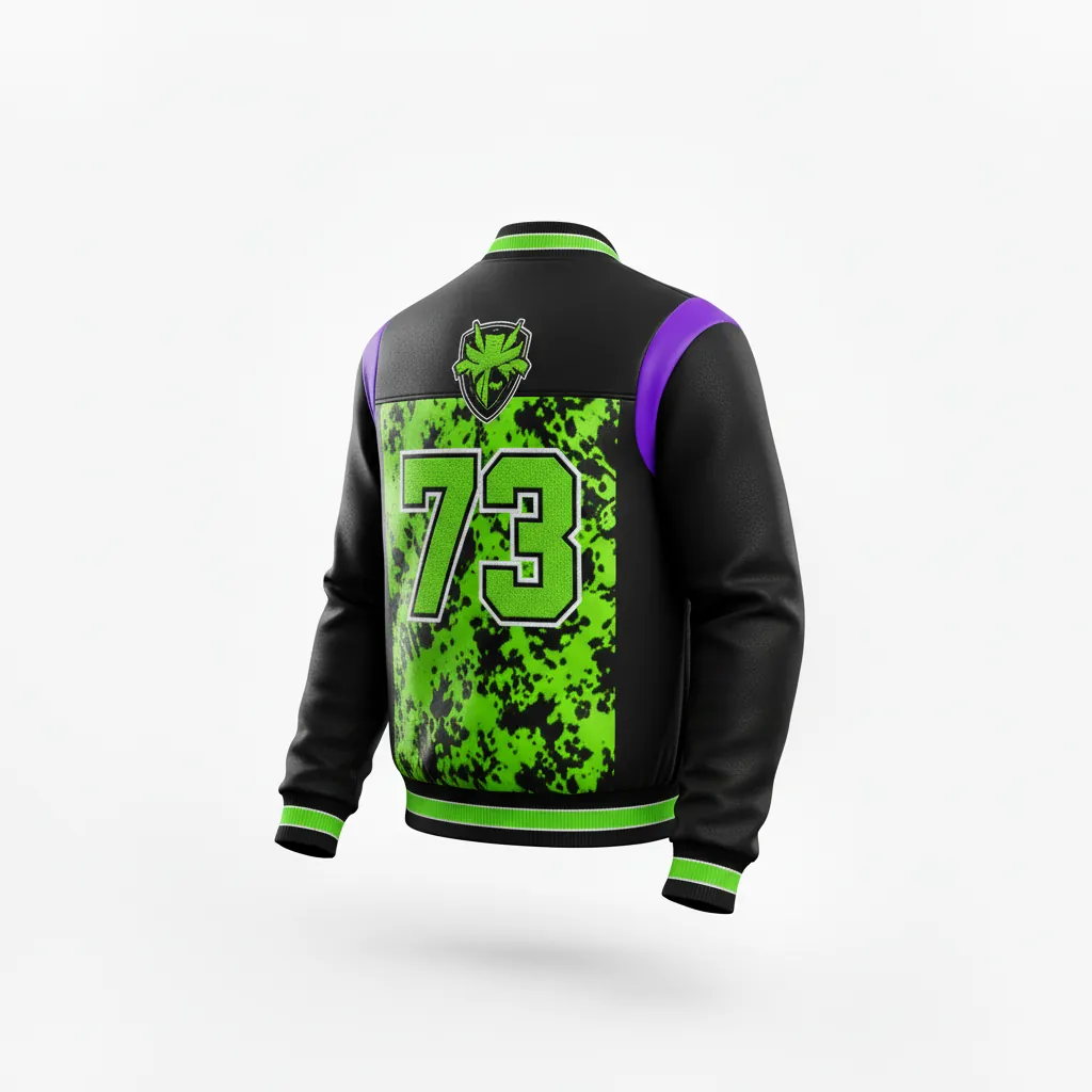 Custom Esports Bomber Jacket - Green, White - All Blacks Neon - Back View - Kinexa Sportswear