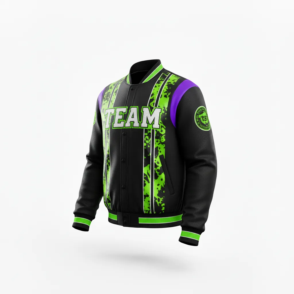 Custom Esports Bomber Jacket - Green, White - All Blacks Neon - Front View - Kinexa Sportswear