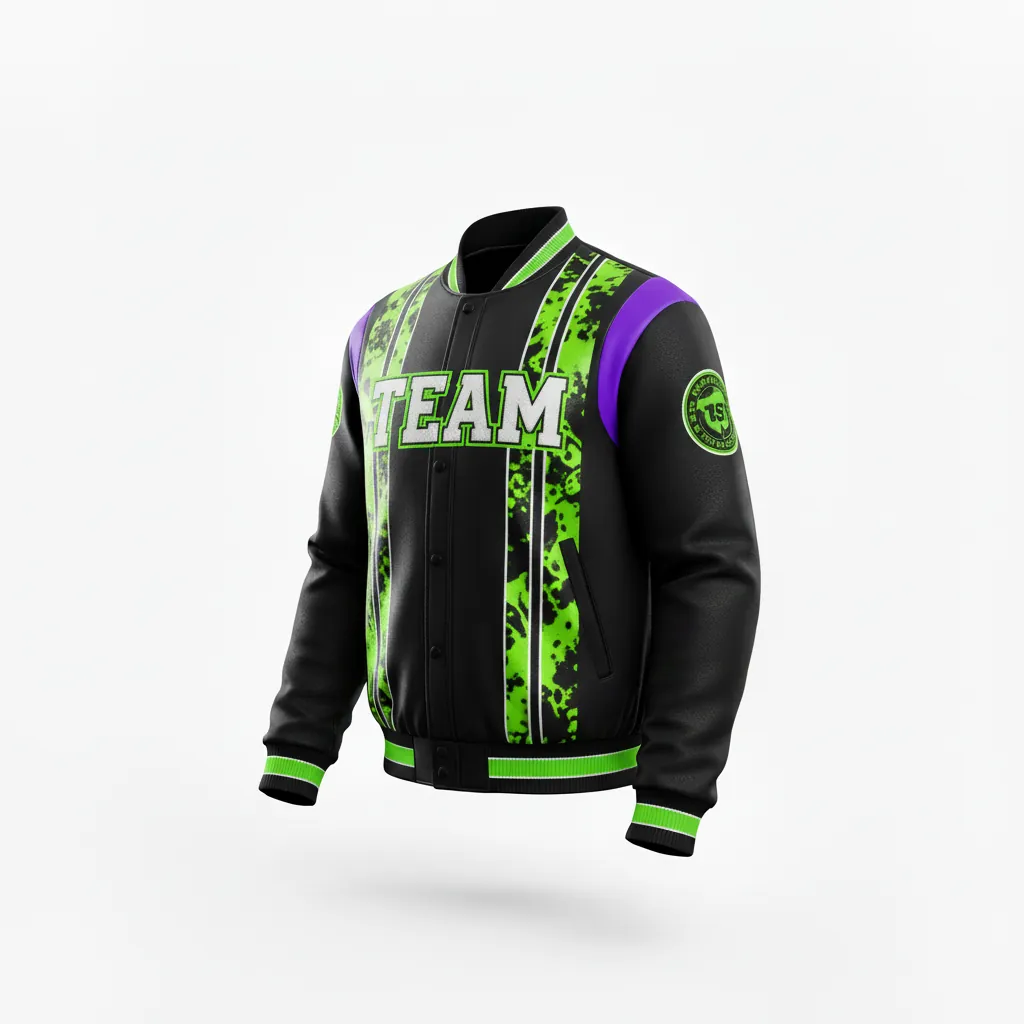 Custom Esports Bomber Jacket - Green, White - All Blacks Neon - Side View - Kinexa Sportswear