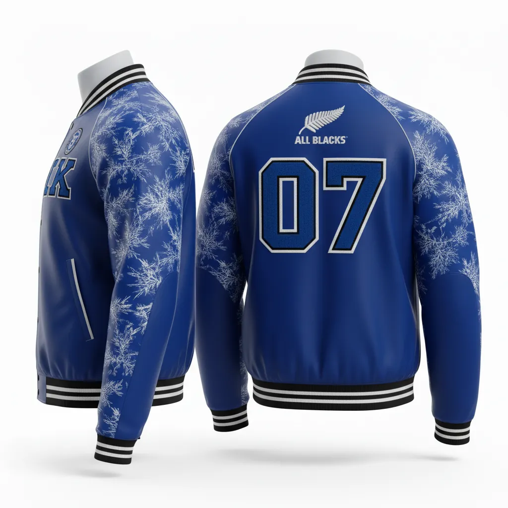 Custom Esports Bomber Jacket - Blue, White - All Blacks Royal - Back View - Kinexa Sportswear