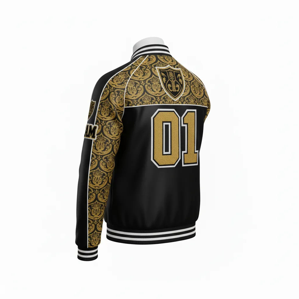 Custom Esports Bomber Jacket - Gold, White - All Blacks Vegas - Back View - Kinexa Sportswear