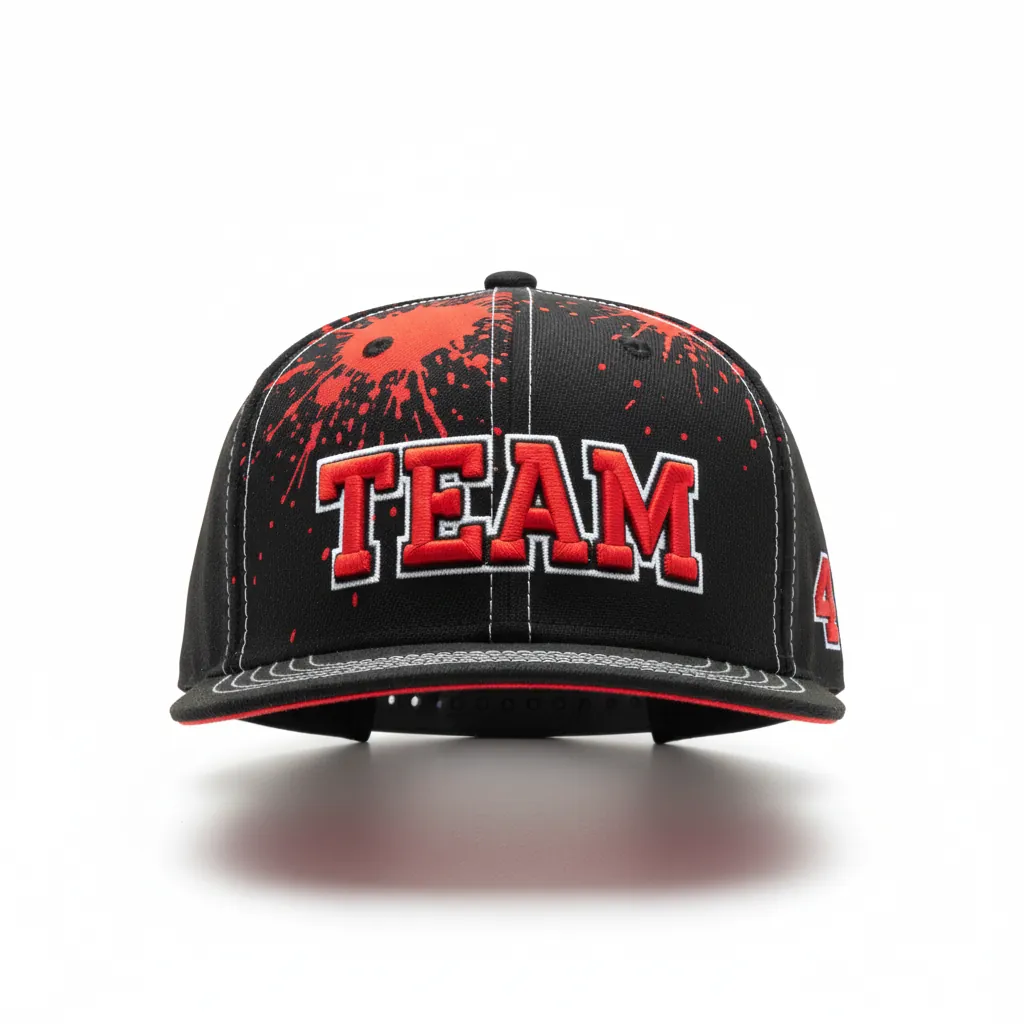 Custom Esports Cap - Red, White - All Blacks Athletic - Front View - Kinexa Sportswear