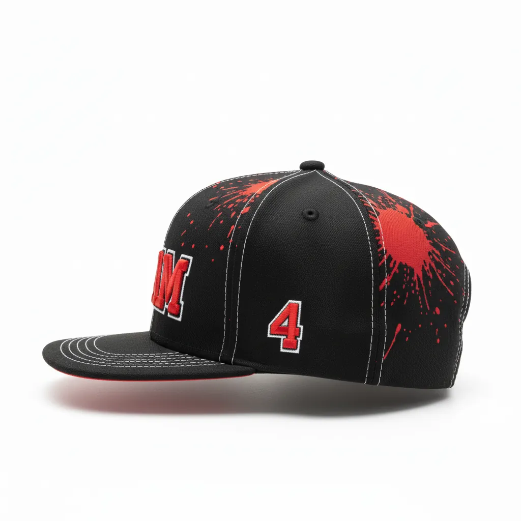 Custom Esports Cap - Red, White - All Blacks Athletic - Side View - Kinexa Sportswear