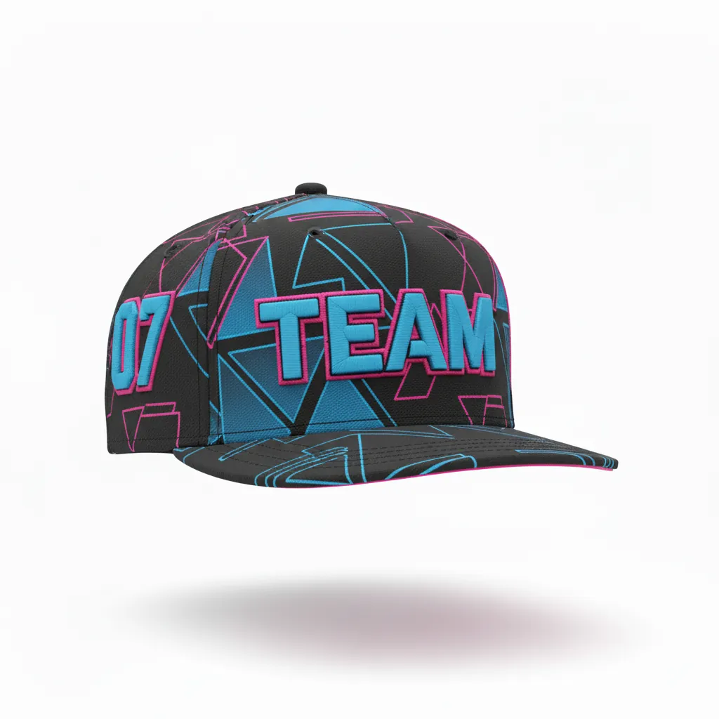 Custom Esports Cap - Blue, Pink - All Blacks Electric Hot - Front View - Kinexa Sportswear