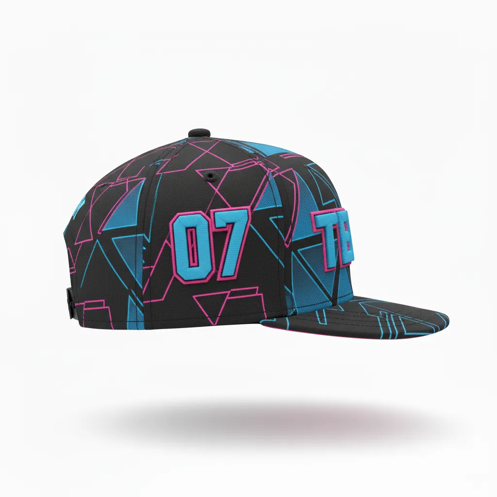 Custom Esports Cap - Blue, Pink - All Blacks Electric Hot - Side View - Kinexa Sportswear