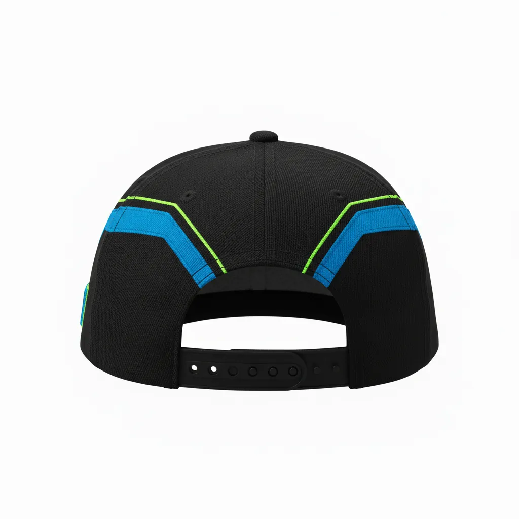 Custom Esports Cap - Blue, Green - All Blacks Electric Neon - Back View - Kinexa Sportswear