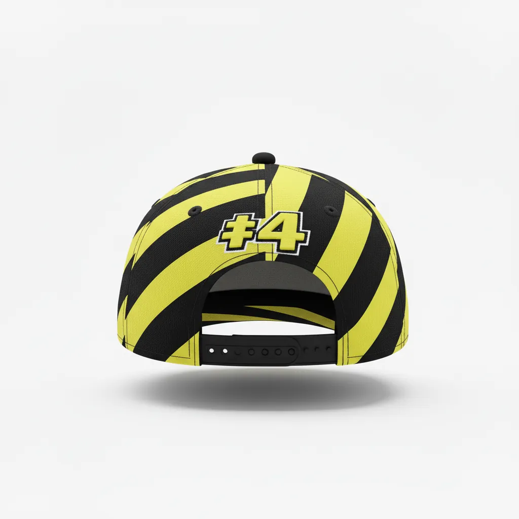 Custom Esports Cap - Yellow, White - All Blacks Electric - Back View - Kinexa Sportswear