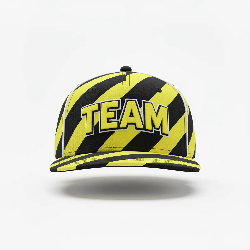Custom Esports Cap - Yellow, White - All Blacks Electric - Front View - Kinexa Sportswear