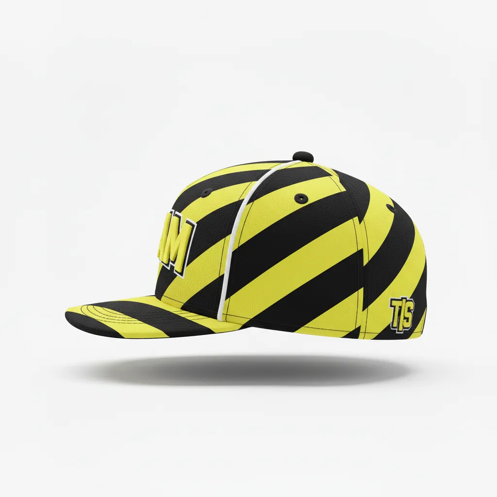 Custom Esports Cap - Yellow, White - All Blacks Electric - Side View - Kinexa Sportswear