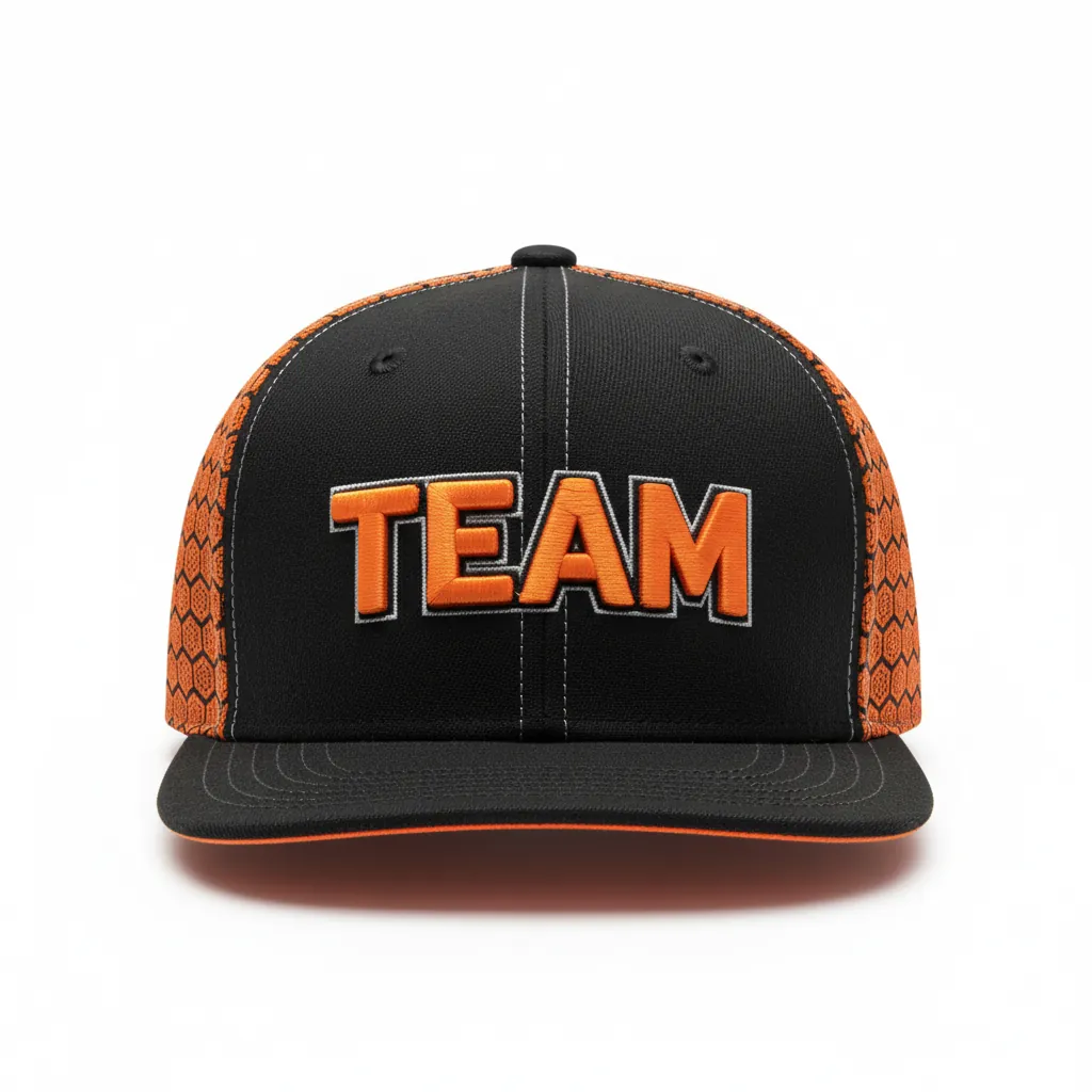 Custom Esports Cap - Orange, Silver - All Blacks Flame - Front View - Kinexa Sportswear