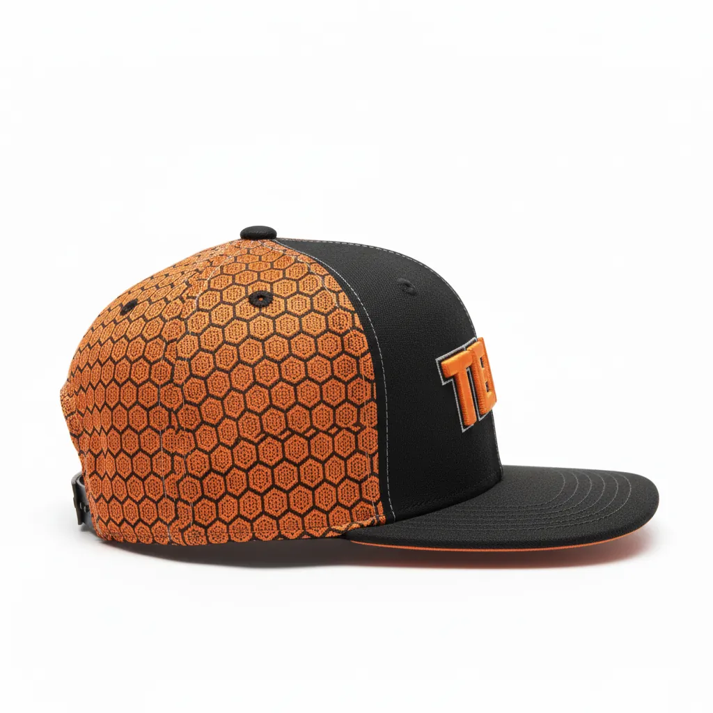 Custom Esports Cap - Orange, Silver - All Blacks Flame - Side View - Kinexa Sportswear
