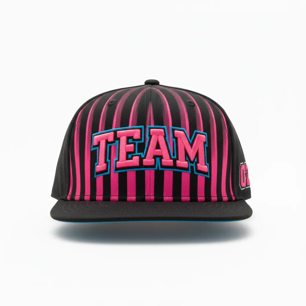Custom Esports Cap - Pink, Blue - All Blacks Hot Electric - Front View - Kinexa Sportswear
