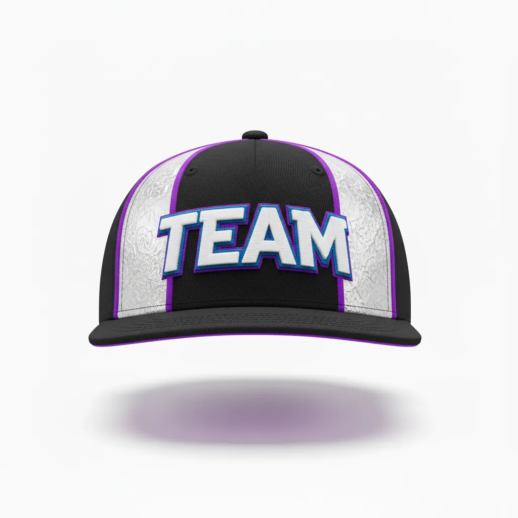 Custom Esports Cap - Silver, Purple - All Blacks Cyber - Front View - Kinexa Sportswear