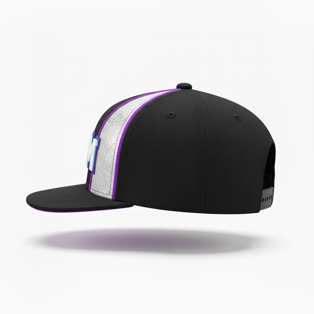 Custom Esports Cap - Silver, Purple - All Blacks Cyber - Side View - Kinexa Sportswear