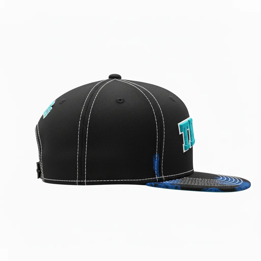 Custom Esports Cap - Teal, White - All Blacks - Side View - Kinexa Sportswear