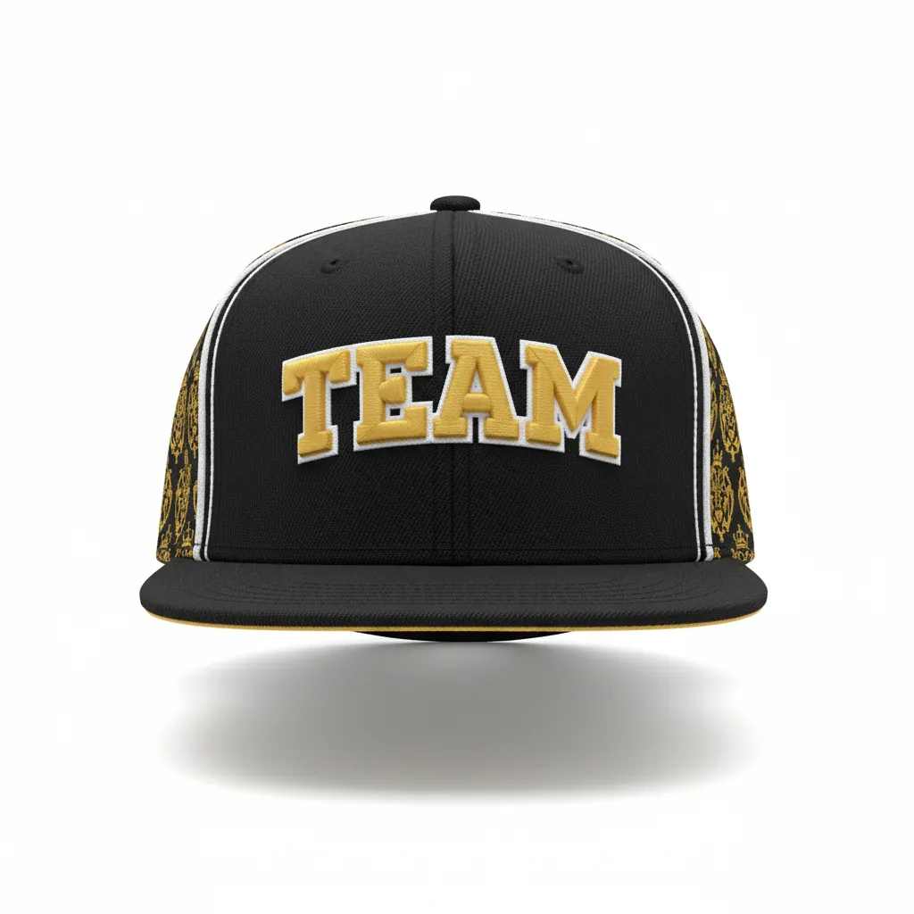 Custom Esports Cap - Gold, White - All Blacks Vegas - Front View - Kinexa Sportswear