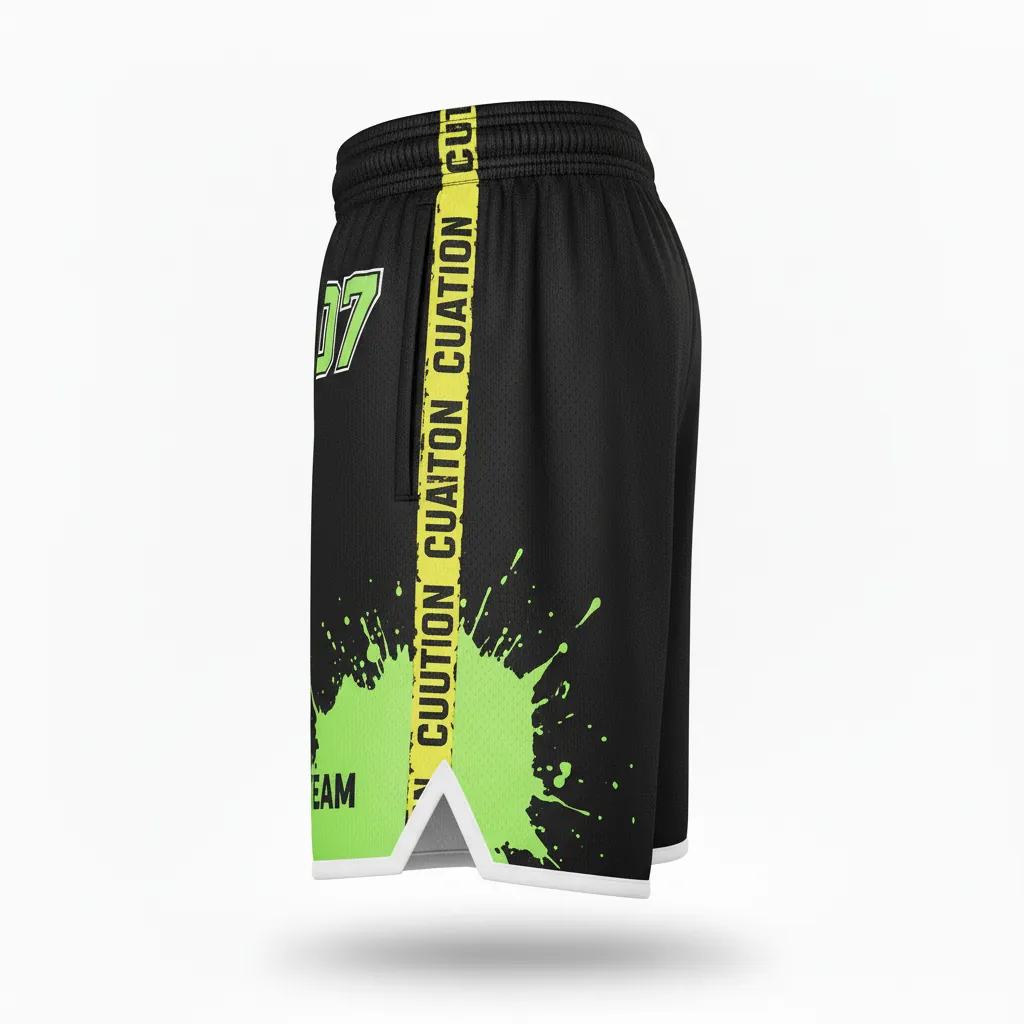 Custom Esports Esports Classic Shorts - Yellow, White - Perf All Blacks Electric - Side View - Kinexa Sportswear