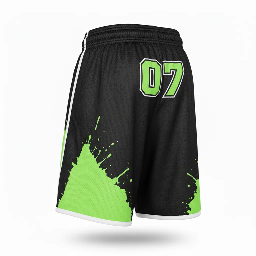 Custom Esports Esports Classic Shorts - Green, White - Perf All Blacks Neon - Back View - Kinexa Sportswear