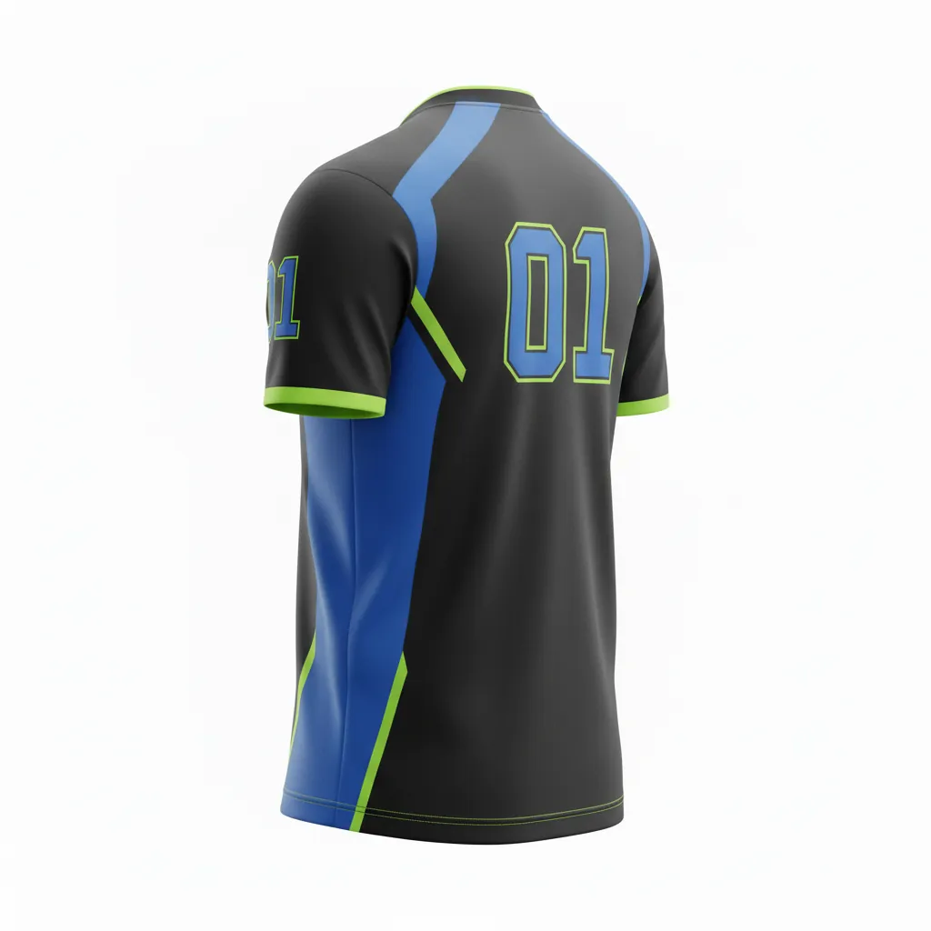 Custom Esports Esports Jersey - Blue, Green - Pro All Blacks Electric Neon - Back View - Kinexa Sportswear