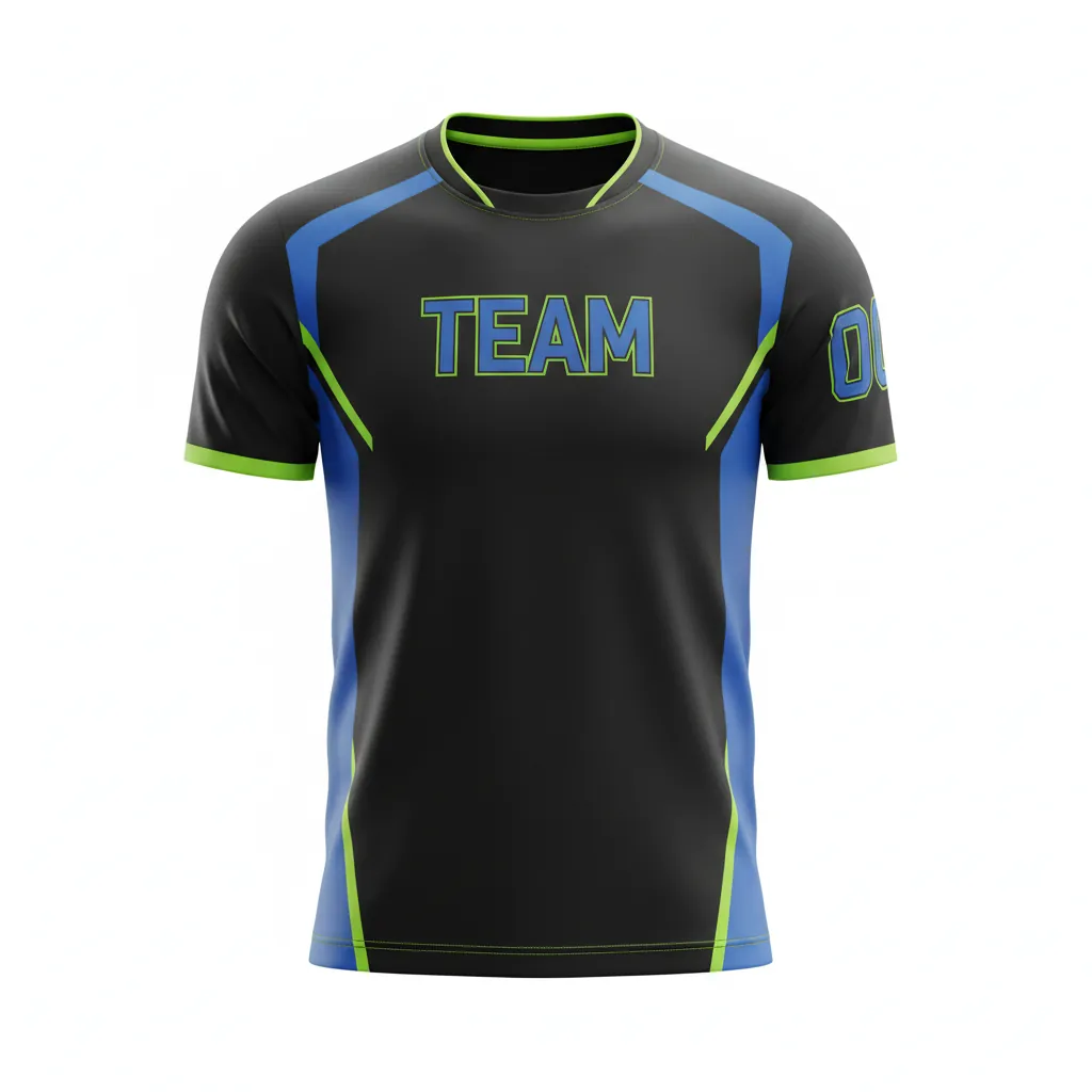Custom Esports Esports Jersey - Blue, Green - Pro All Blacks Electric Neon - Front View - Kinexa Sportswear