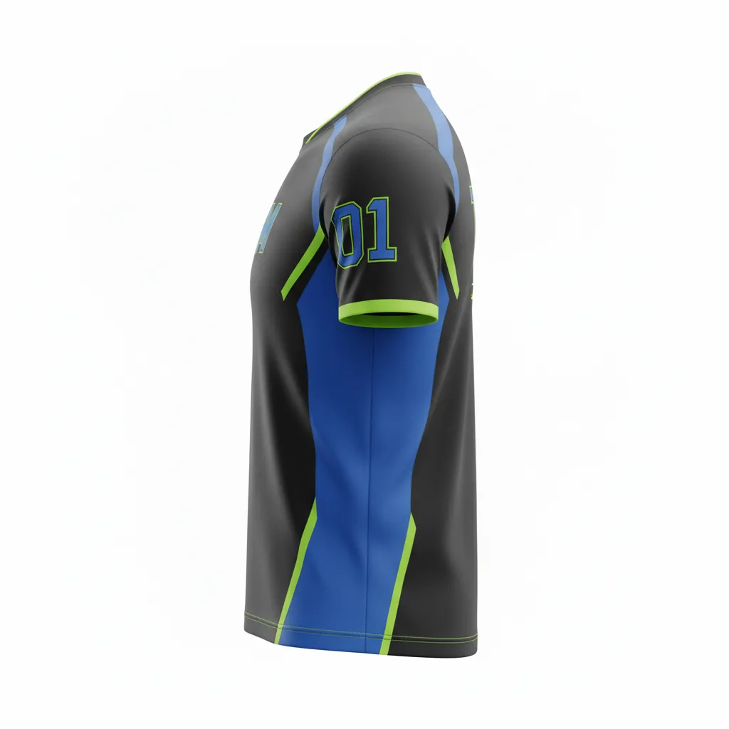 Custom Esports Esports Jersey - Blue, Green - Pro All Blacks Electric Neon - Side View - Kinexa Sportswear