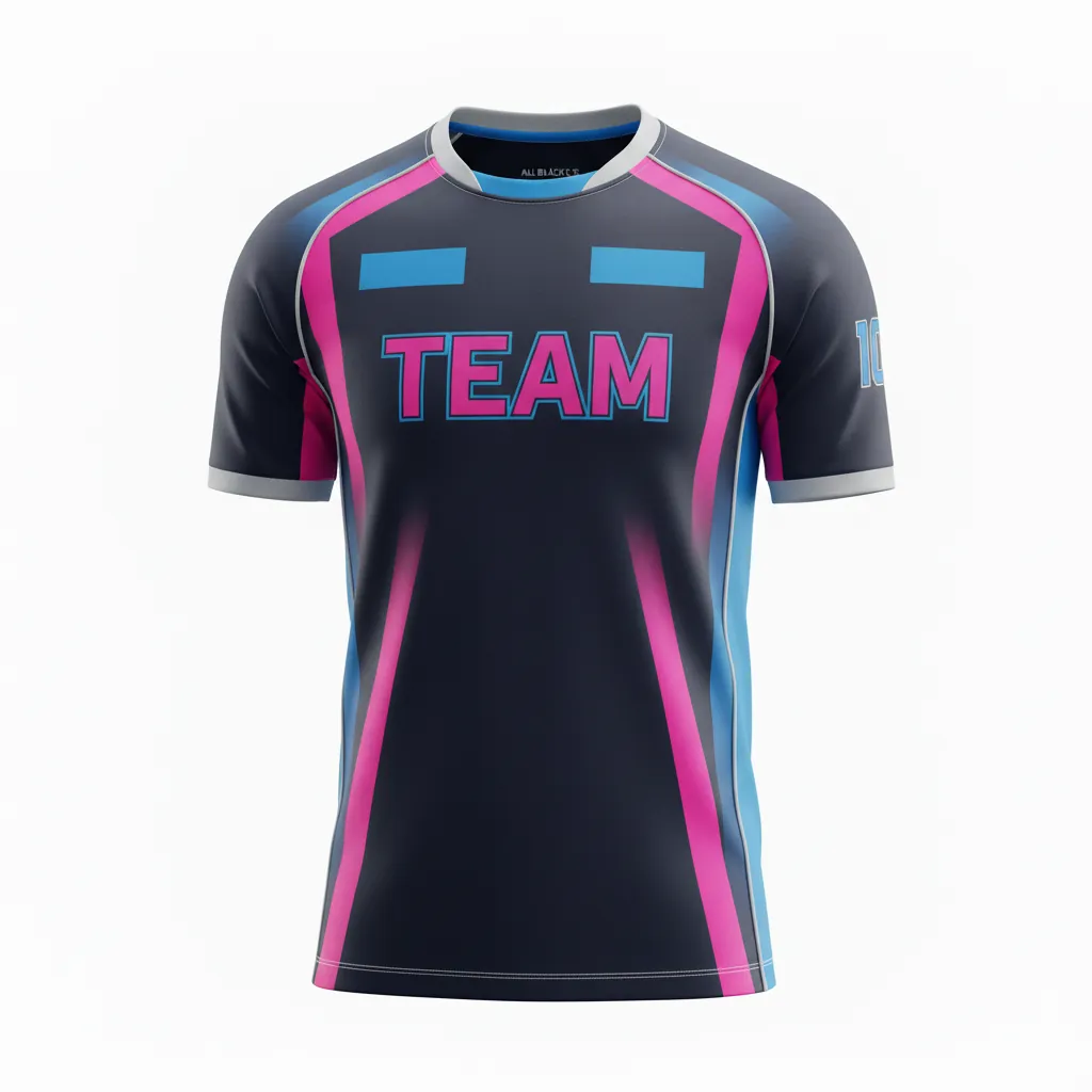 Custom Esports Esports Jersey - Pink, Blue - Pro All Blacks Hot Electric - Front View - Kinexa Sportswear