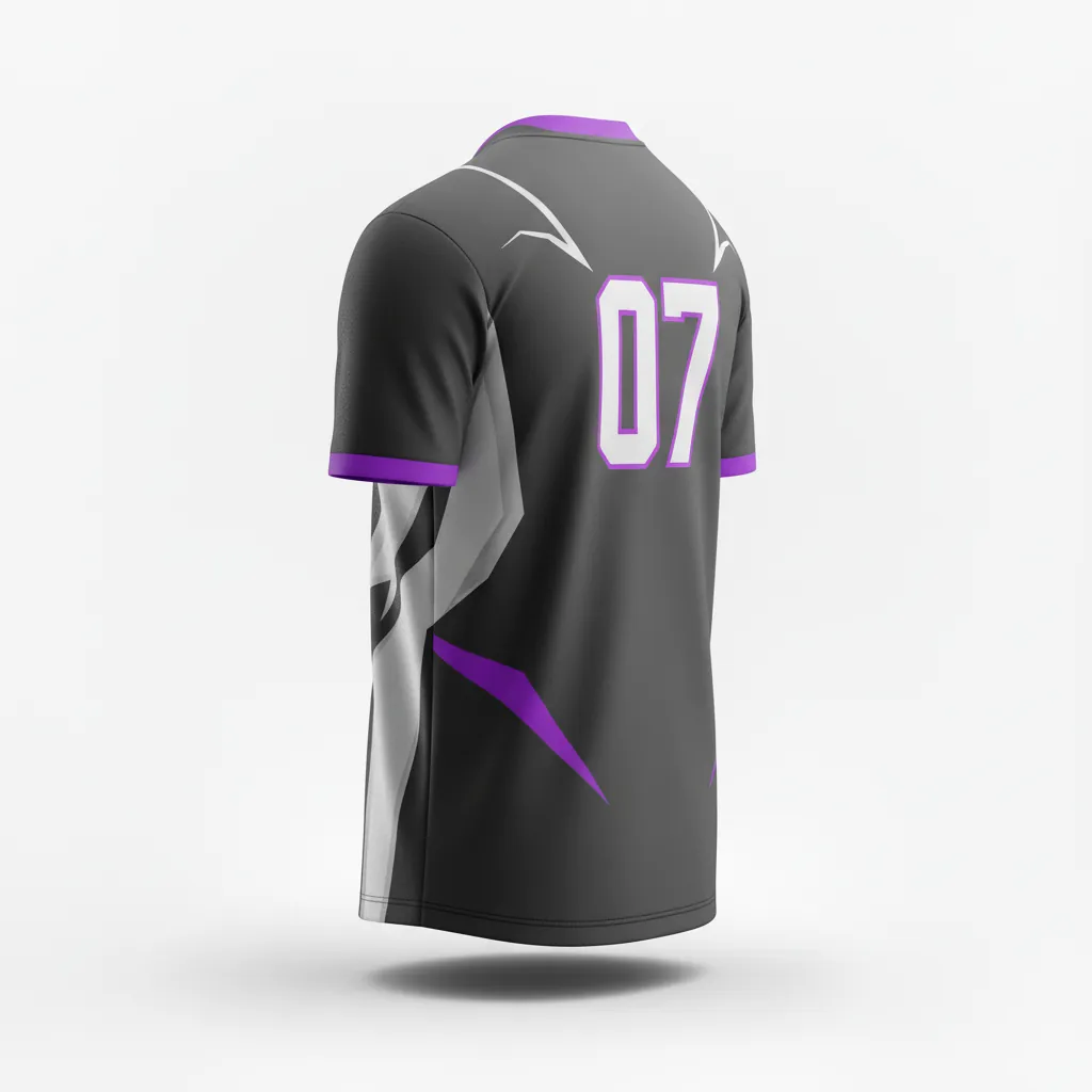 Custom Esports Esports Jersey - Silver, Purple - Pro All Blacks Cyber - Back View - Kinexa Sportswear