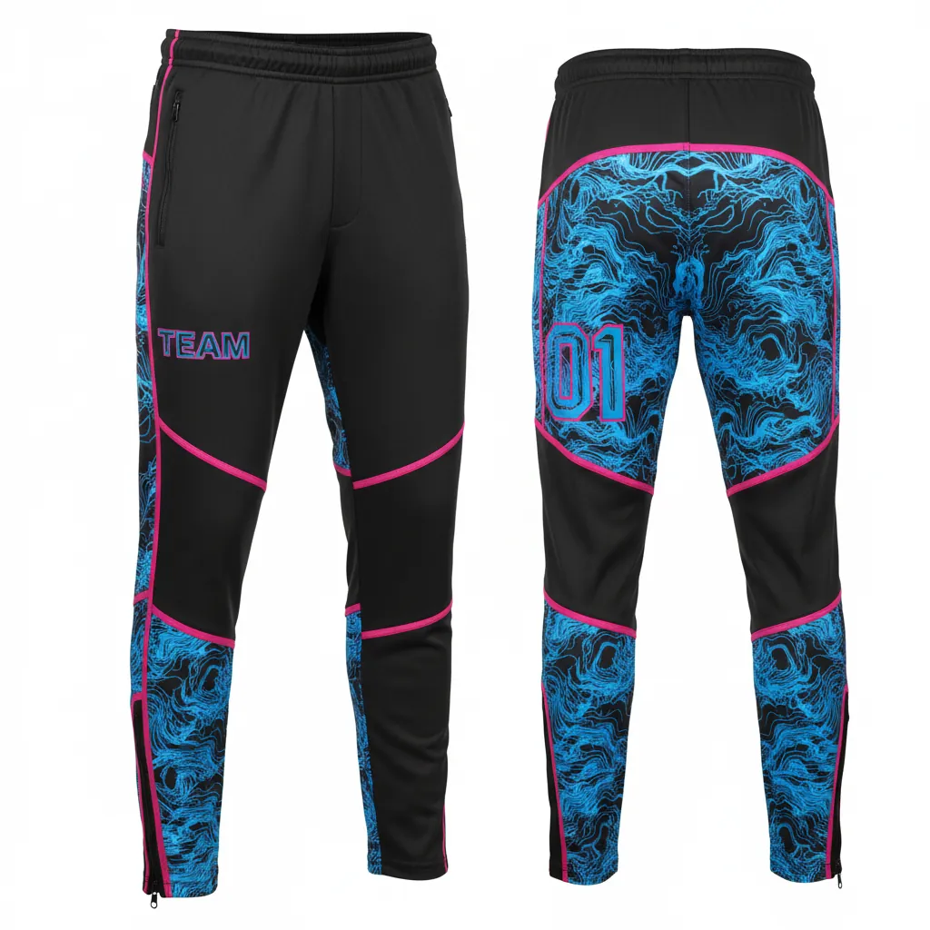 Custom Esports Esports Pant - Blue, Pink - Perf All Blacks Electric Hot - Front View - Kinexa Sportswear