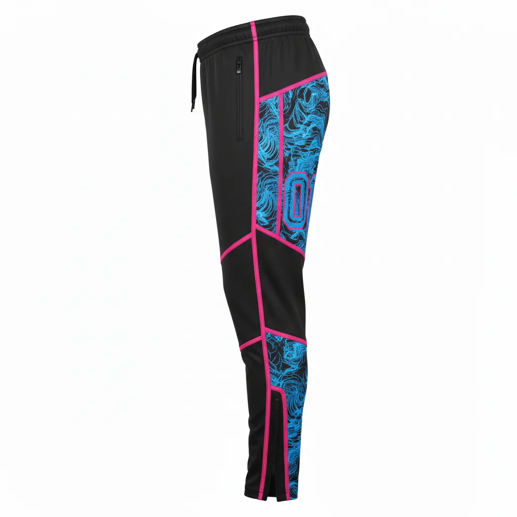 Custom Esports Esports Pant - Blue, Pink - Perf All Blacks Electric Hot - Side View - Kinexa Sportswear