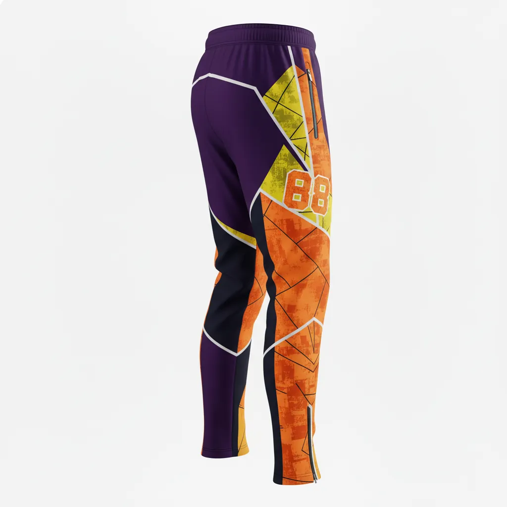 Custom Esports Esports Pant - Orange, Silver - Perf All Blacks Flame - Back View - Kinexa Sportswear