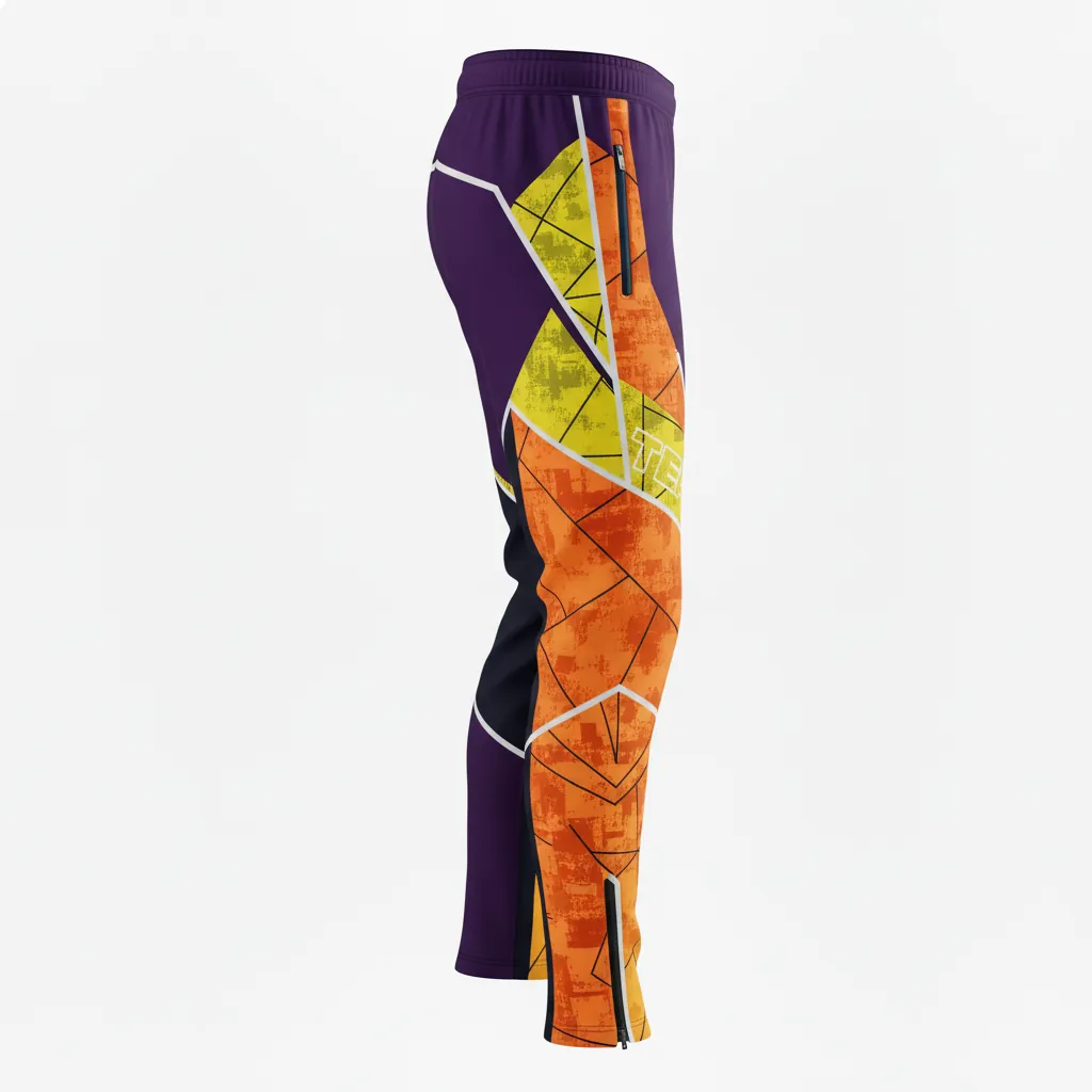 Custom Esports Esports Pant - Orange, Silver - Perf All Blacks Flame - Side View - Kinexa Sportswear