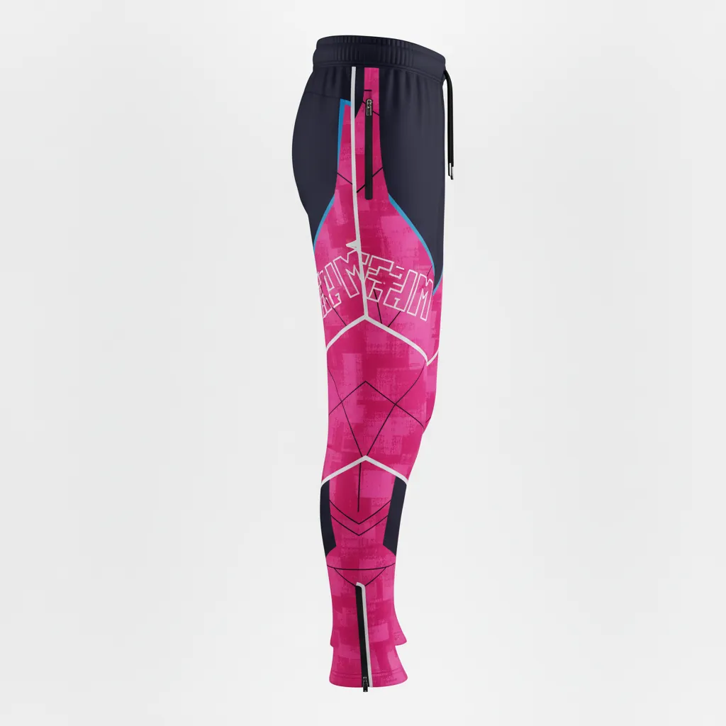 Custom Esports Esports Pant - Pink, Blue - Perf All Blacks Hot Electric - Side View - Kinexa Sportswear