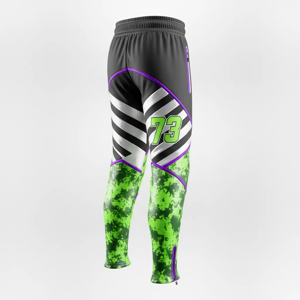 Custom Esports Esports Pant - Green, White - Perf All Blacks Neon - Back View - Kinexa Sportswear
