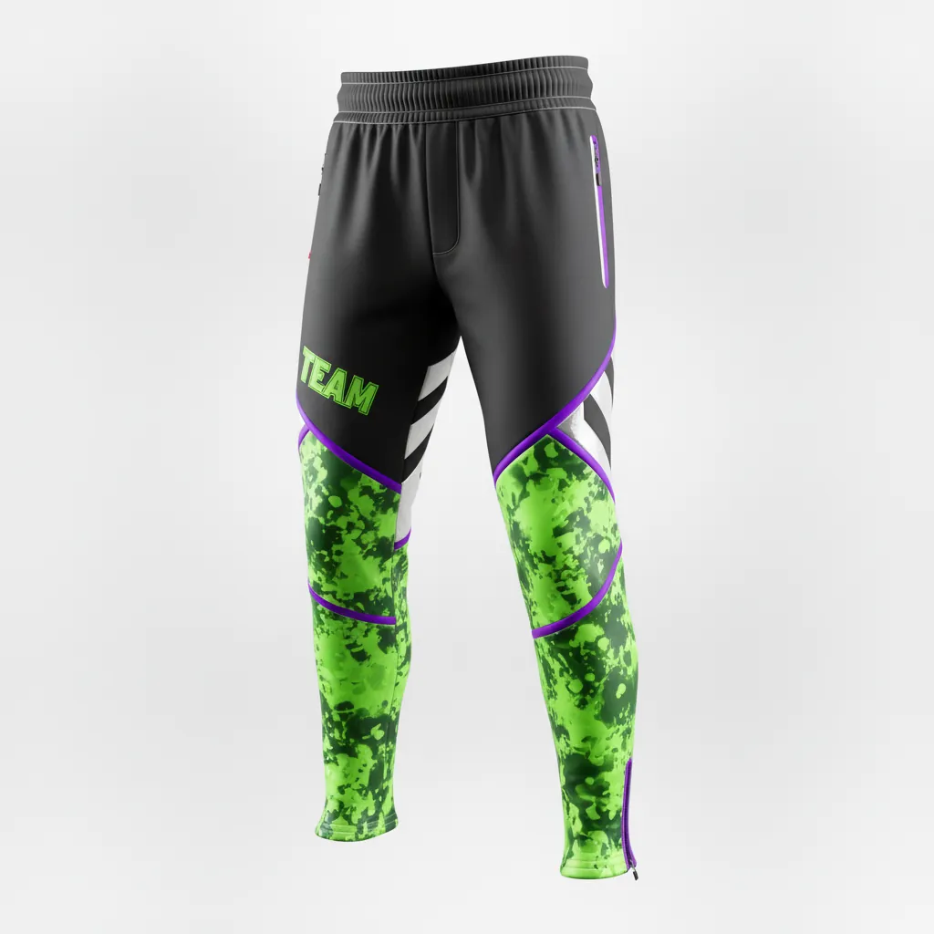 Custom Esports Esports Pant - Green, White - Perf All Blacks Neon - Front View - Kinexa Sportswear