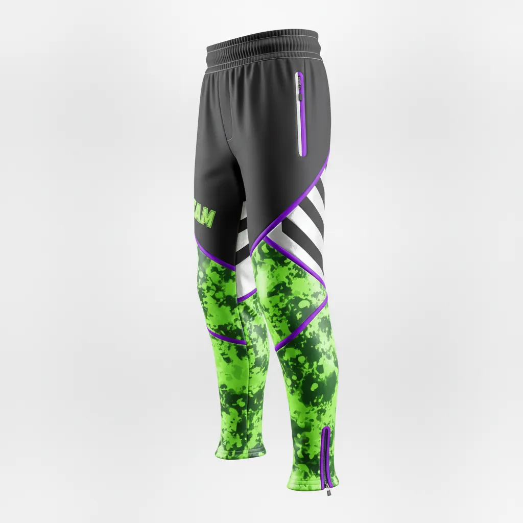 Custom Esports Esports Pant - Green, White - Perf All Blacks Neon - Side View - Kinexa Sportswear