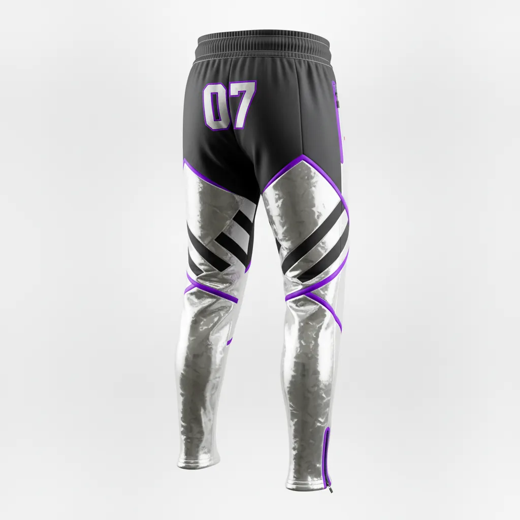 Custom Esports Esports Pant - Silver, Purple - Perf All Blacks Cyber - Back View - Kinexa Sportswear