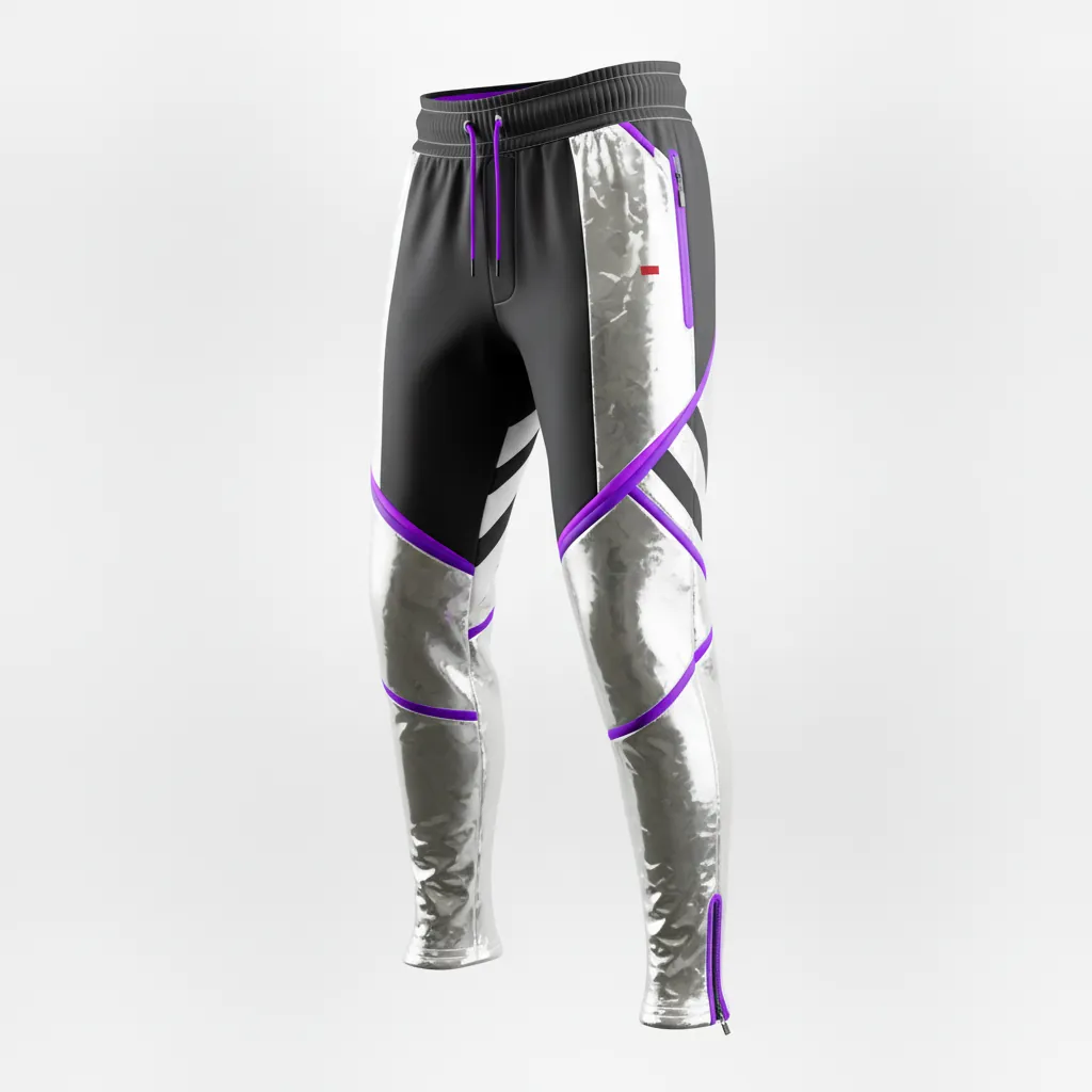 Custom Esports Esports Pant - Silver, Purple - Perf All Blacks Cyber - Side View - Kinexa Sportswear
