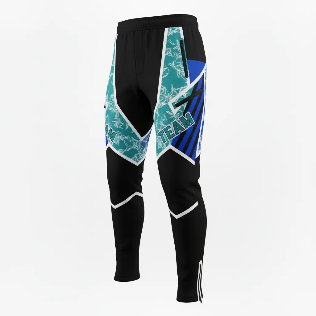 Custom Esports Esports Pant - Teal, White - Perf All Blacks - Front View - Kinexa Sportswear