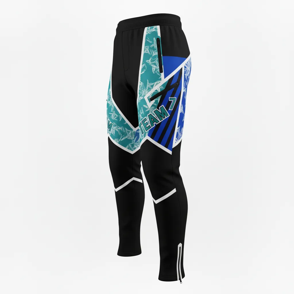 Custom Esports Esports Pant - Teal, White - Perf All Blacks - Side View - Kinexa Sportswear