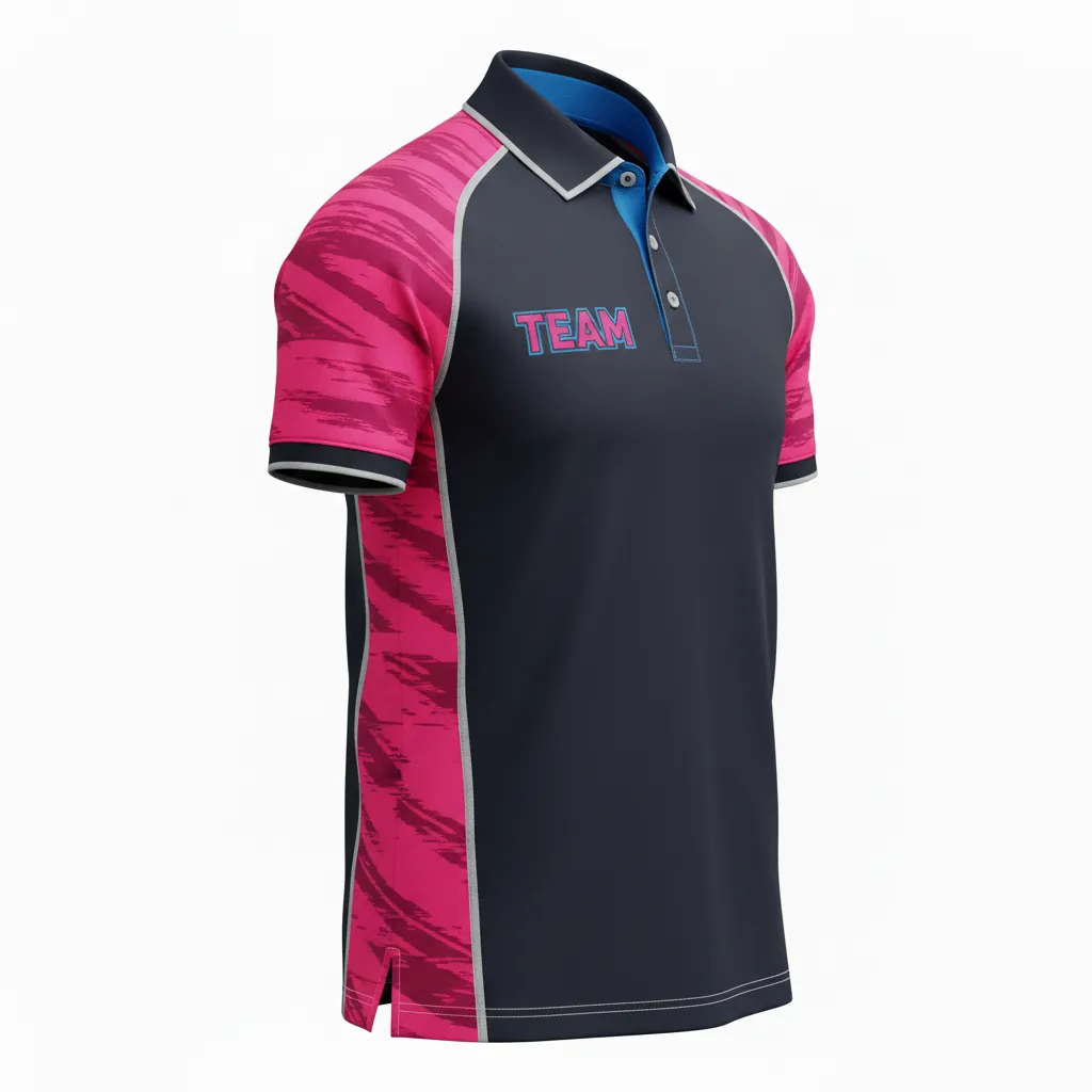 Custom Esports Esports Polo Shirt - Pink, Blue - All Blacks Hot Electric - Front View - Kinexa Sportswear