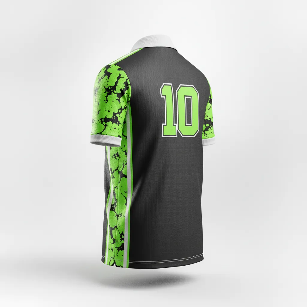Custom Esports Esports Polo Shirt - Green, White - All Blacks Neon - Back View - Kinexa Sportswear
