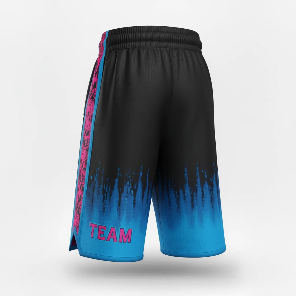 Custom Esports Esports Shorts - Pink, Blue - Perf All Blacks Hot Electric - Side View - Kinexa Sportswear